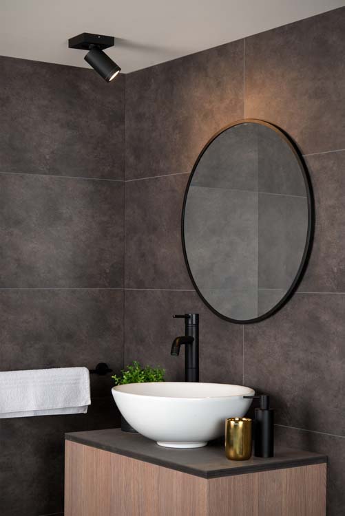 Plafondlamp - zwart - GU10 - 5W - IP44