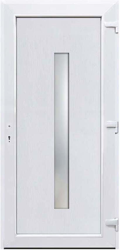 Buitendeur verticale ruit PVC antraciet/wit linkstrekkend op maat