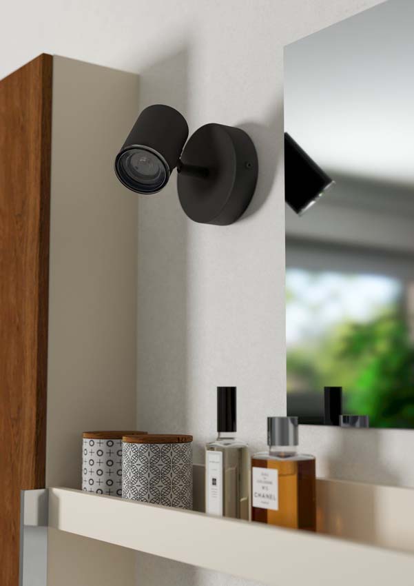 Spot en saillie - Noir - Ø11xH11,5cm - Dimmable - GU10 - 1x5W