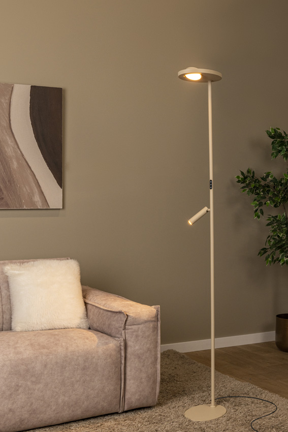 Lucide Essential Ortolan - Lampadaire - LED Dimmable - CCT - 2700K/4000K - Taupe