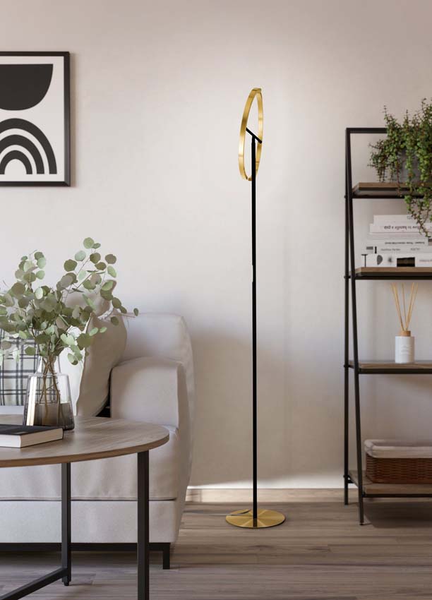 Lampadaire - Or/noir - H180cm - Dimmable - LED - 1x17W - 3000K