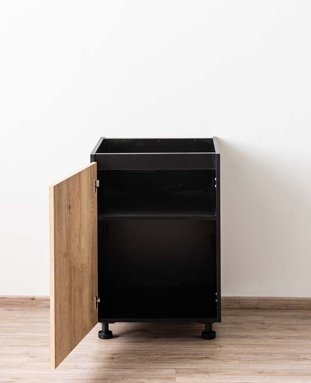 Armoire de cuisine Plenti meuble bas, noir/aspect bois, 60x78cm