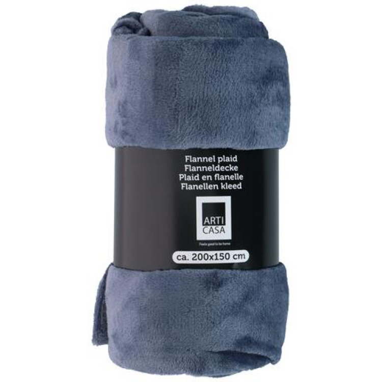 Plaid fleece blauw articasa 200 x 150 cm