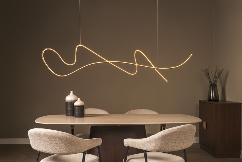 Lucide Premium Lambada - Hanglamp - LED dimbaar - 1x47W - 2700K - Champagnekleur