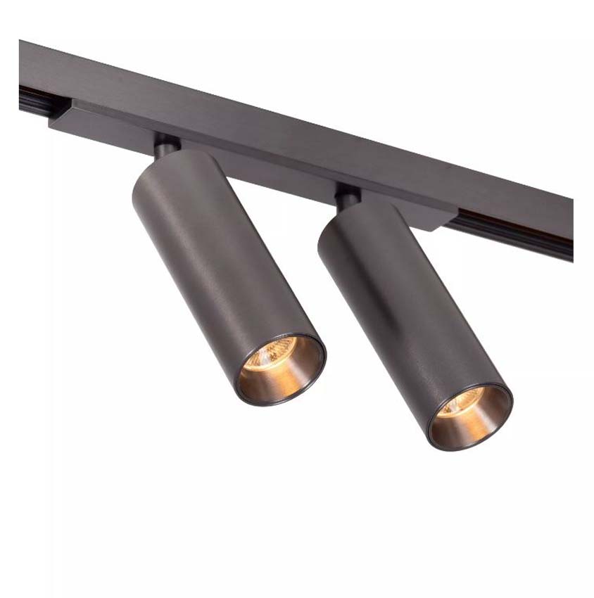 Lucide Premium Linial Moxx Railspot - 1-fase Railsysteem / Smart Railverlichting - 48V - 2xLED Dimbaar - Mat Zwart Chroom