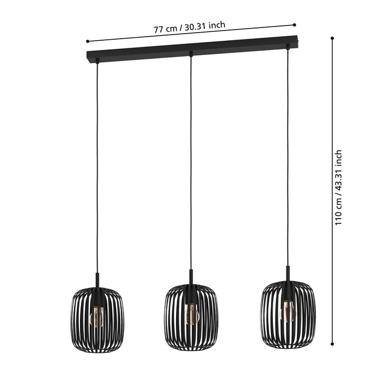 Hanglamp Roma 3xE27 zwart