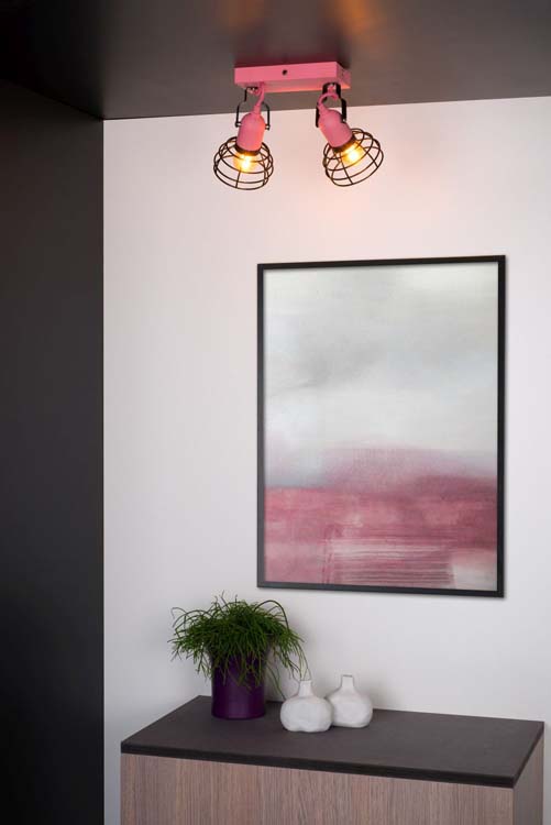 Lucide PAULIEN - Spot plafond Chambres d'enfant - 2xE27 - Rose