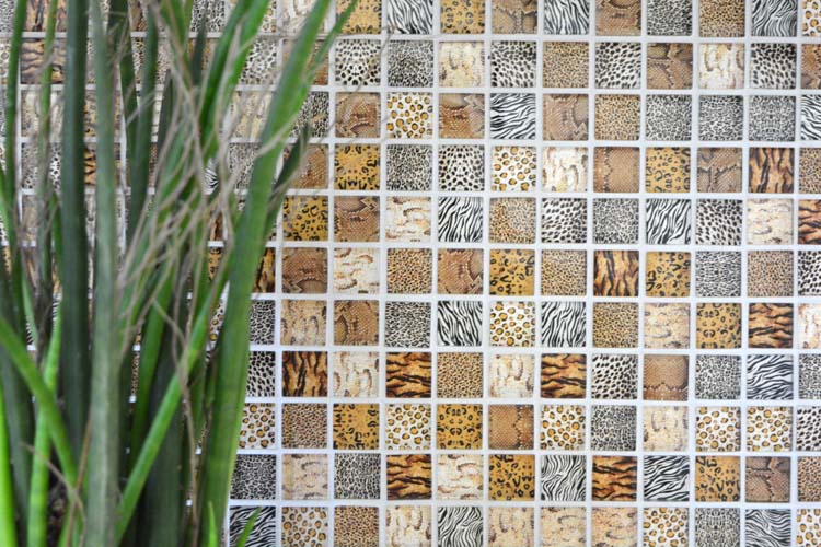 Mosaïque Crystal Wildlife brun clair brillant 29,8x29,8cm