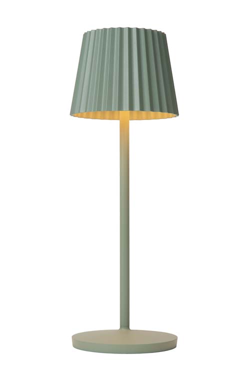 Lucide JUSTINE - Lampe de table Extérieur Rechargeable - Batterie - LED Dim. - 1x2W 2700K - IP54 - Avec socle de charge par contact - Vert