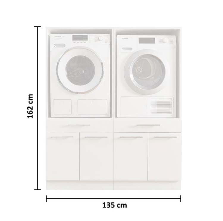 Wasmachine kast Decowash set 4 antraciet 135x67,5x162cm