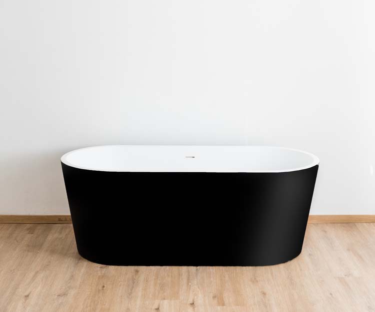 Vrijstaand bad Hot mat zwart/wit 170x80cm