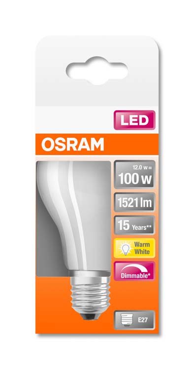 Lampe LED retro classic 100 E27 12W blanc chaud mat dimmable
