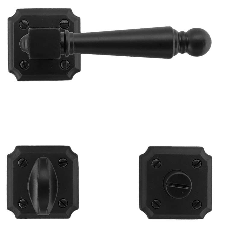 Poignée de porte pro genua noir avec serrure toilette