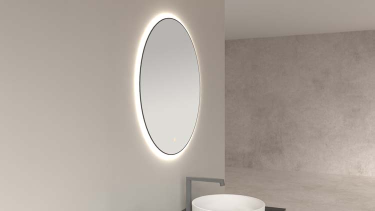 Spiegel Kira rond LED mat zwart ?100cm
