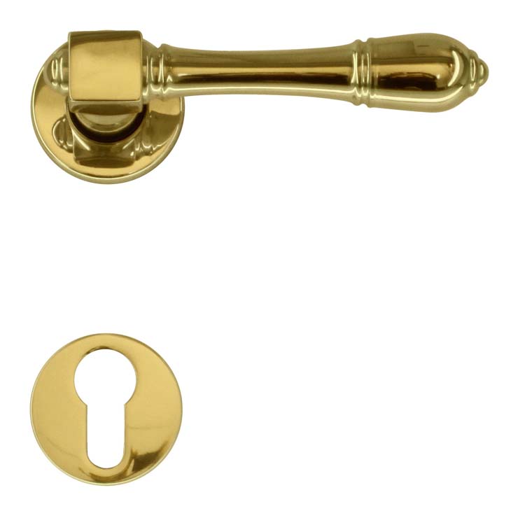 Poignée de porte pro luciana cuivre sur bouclier avec cylindre