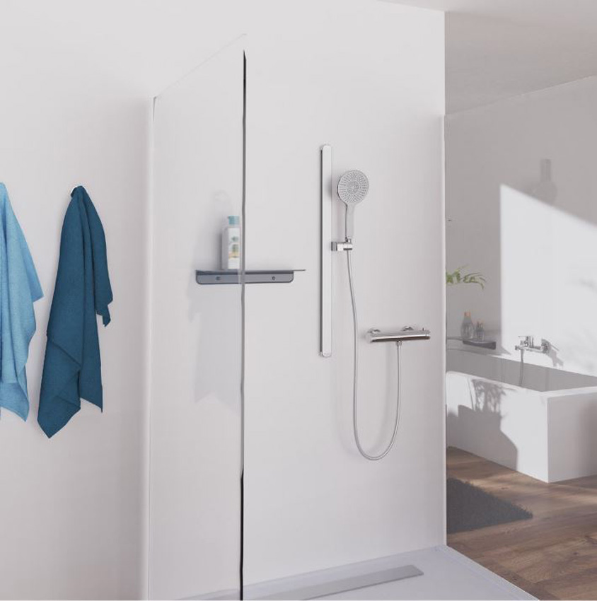 Colonne de douche Kaja chrome/gris clair brillant Ø12cm