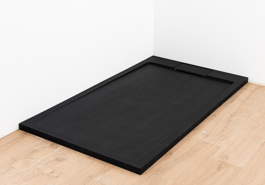 Douchebak Akon polybeton mat zwart 160x90cm