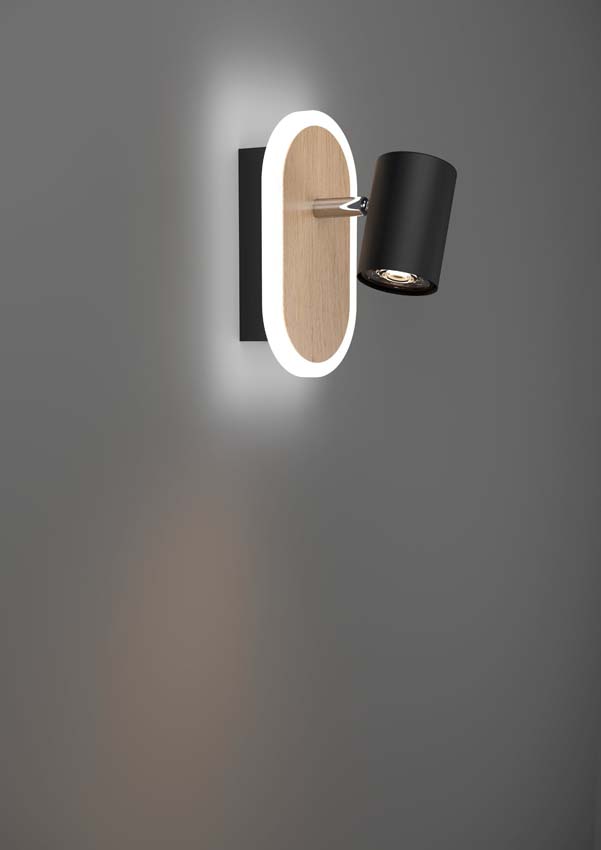 Wandlamp - Zwart/bruin - 18x14x10cm - Dimbaar - LED - 1x7W - 850lm - 3000K