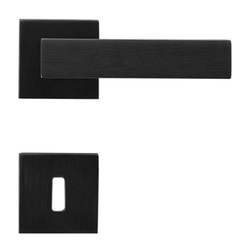 Deurkruk pro Cubica carbon black rond complete set met rozetten en sleutelplaat