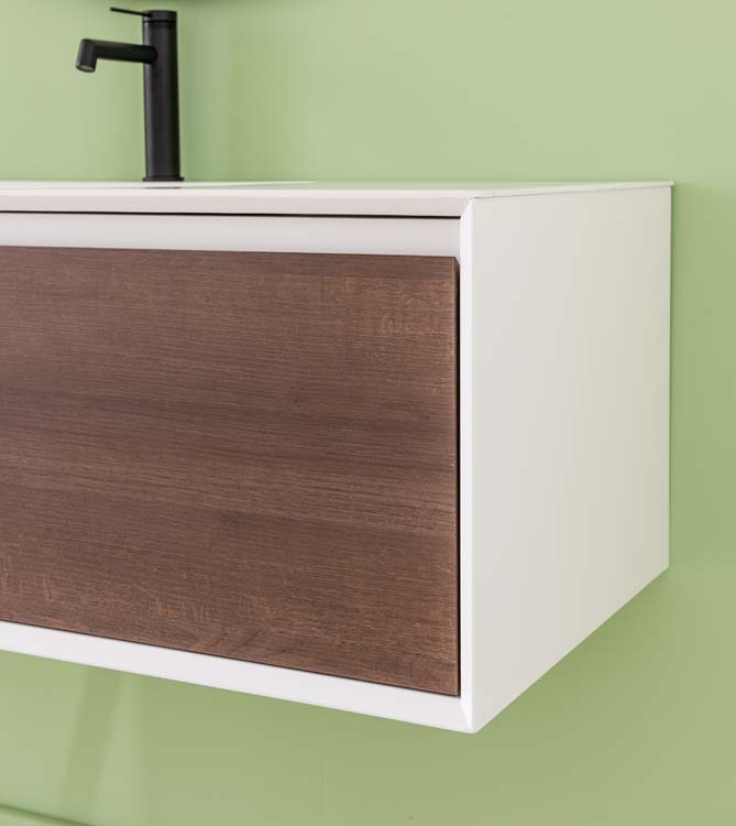 Meuble de salle de bains Ace suspendu avec lavabo simple blanc mat 120cm