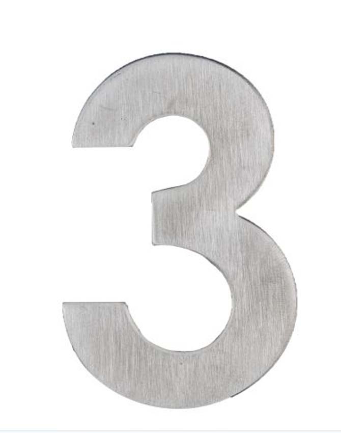 Huisnummer pro 3 inox plus 5cm zelfklevend