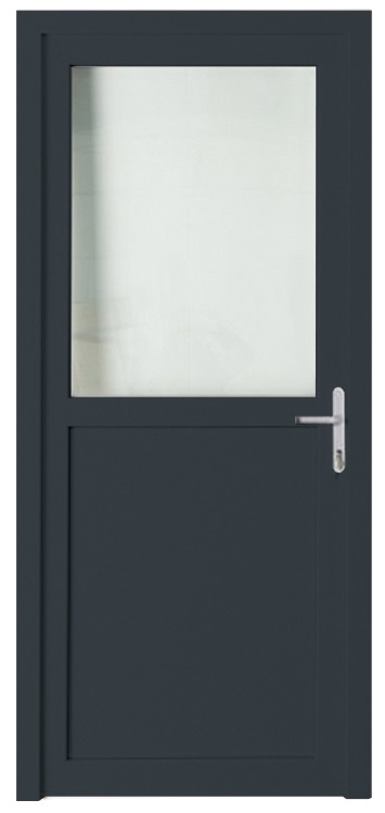 Porte extérieure pvc anthra/blanche demi-vitrée 3D lux D SUR MESURE