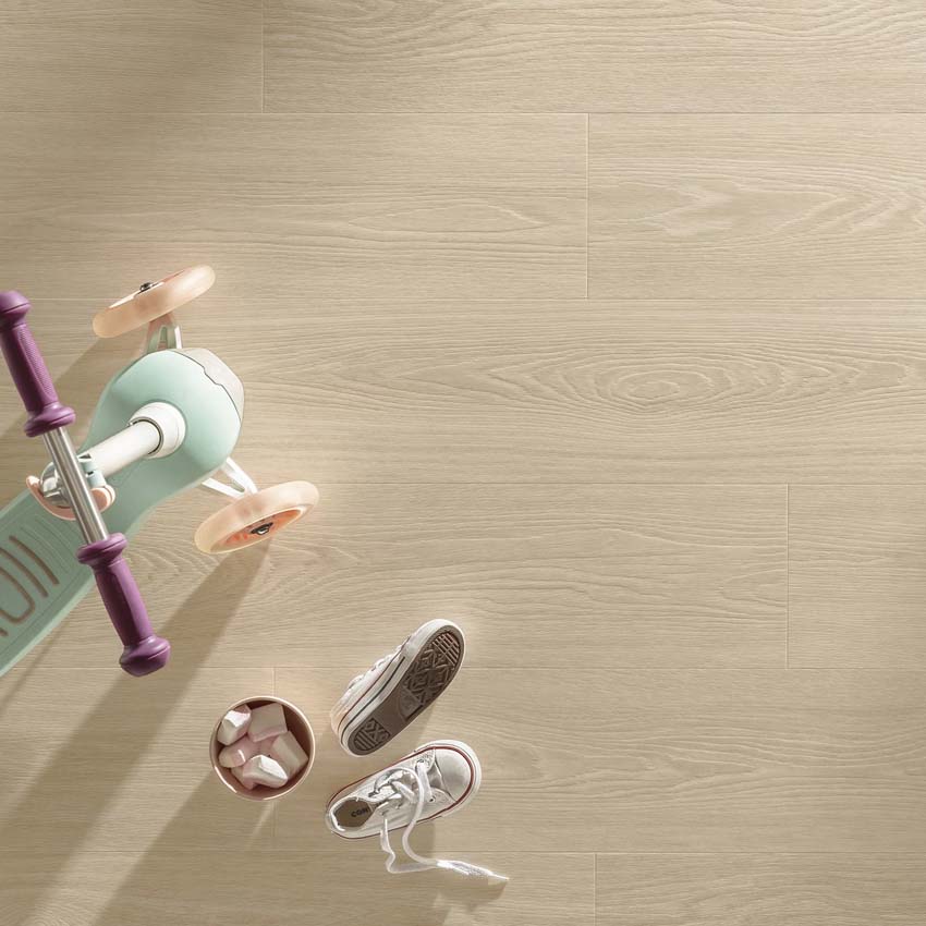 Vinyl vloer Floorify Popcorn plank 4mm beige eik 121,9x17,8cm