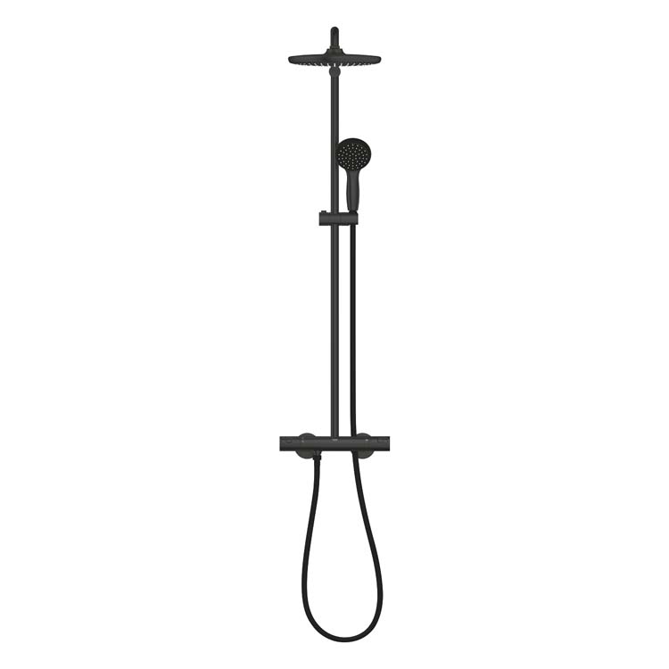 Doucheset thermostatisch Grohe Vitalio 25 cm mat zwart