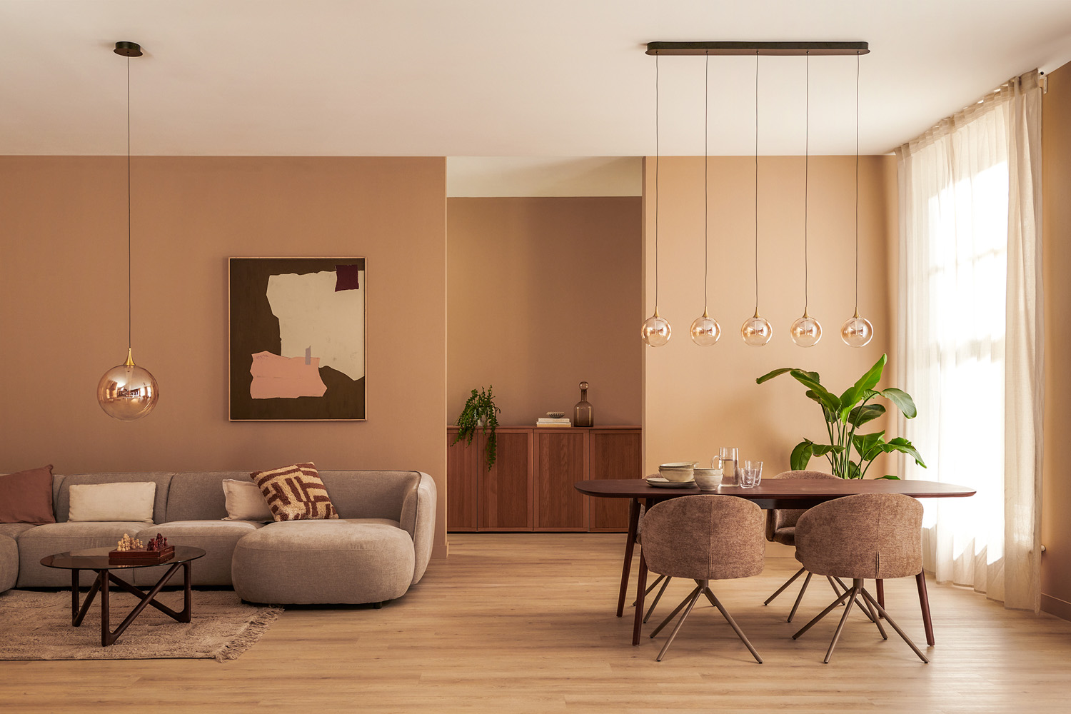 Lucide Premium Gisela - Hanglamp - LED Dimb. - 5X4W 2700K - Met vervangbare LED-module - Amber