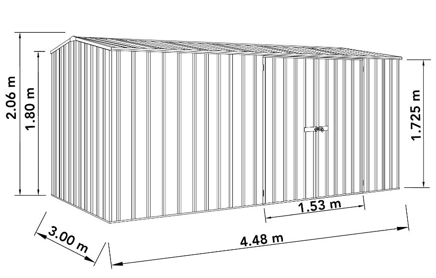 Tuinhuis metaal grijs Durme 448x300x206cm