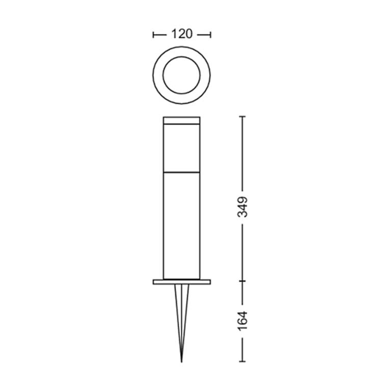Buitenverlichting paal rond antraciet 600 lumen 2700K IP44