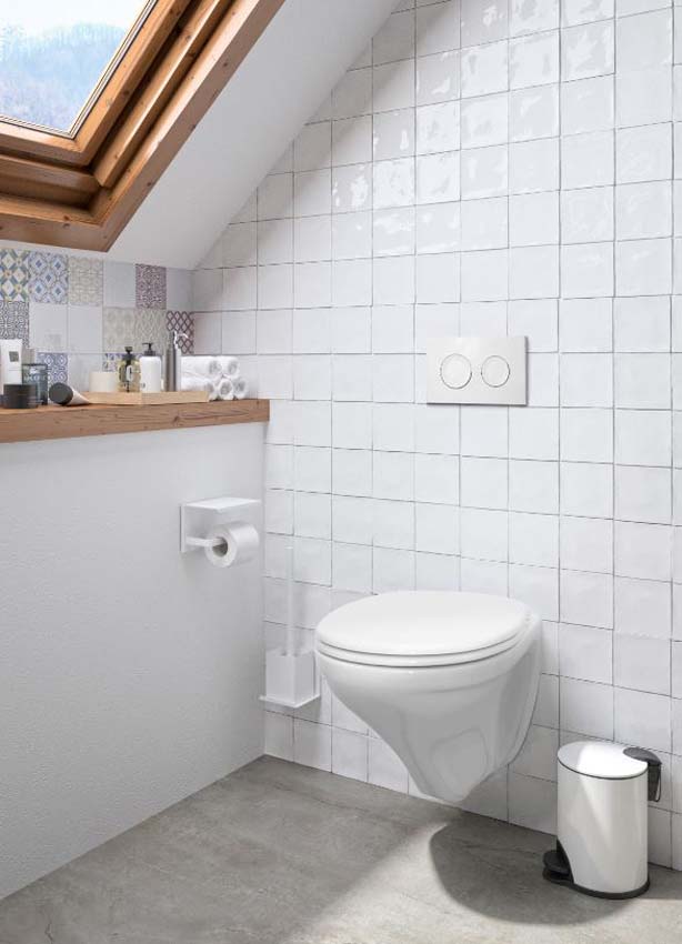 WC suspendu Allibert Live Up avec bride réservoir encastré blanc brillant avec abattant