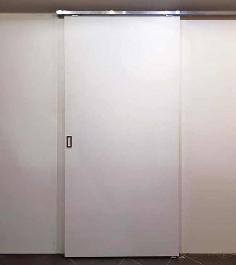 Complete enkele schilder schuifdeur 93x211,5cm tubespaan + rail inox