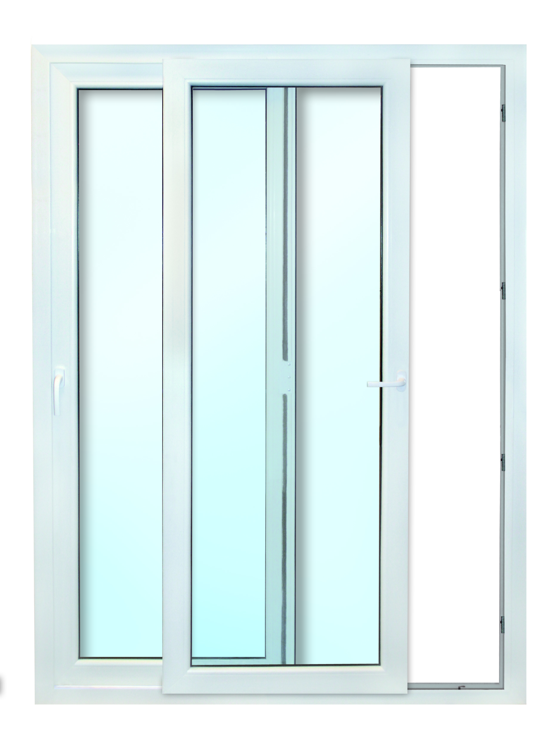 Schuifraam 2 vleugels PVC wit 2100 x 2100 mm