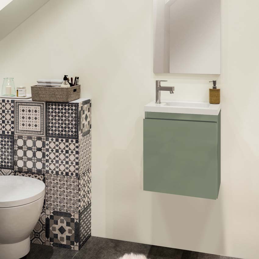 Toiletmeubel Allibert Atlanta saliegroen wastafel wit 48x40x25cm