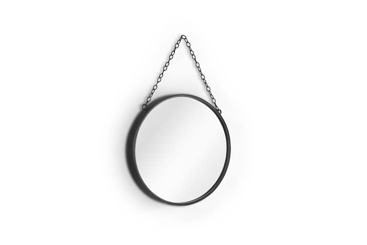 Miroir métal noir D25.5 cm