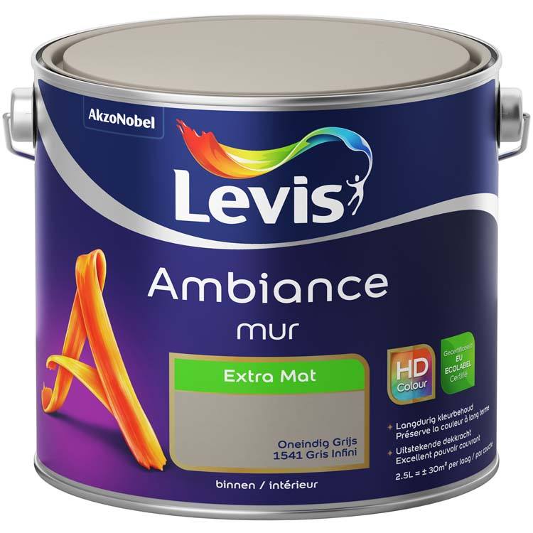 Levis muurverf Ambiance mur extra mat 2.5l oneindig grijs