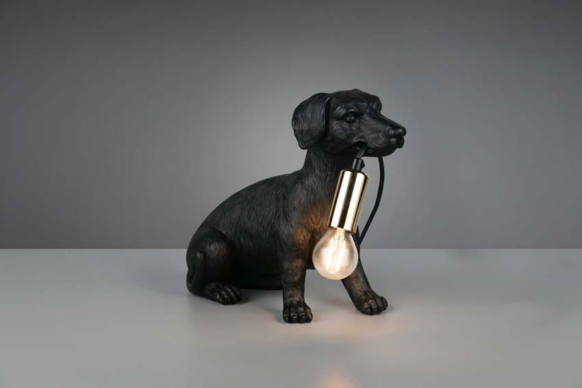 Lampe de table chien - Noir - 22x12x18cm - E14 - 1x10W