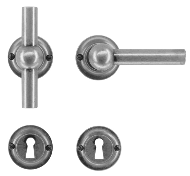 Poignée de porte old silver Pienza rond T+L 8cm