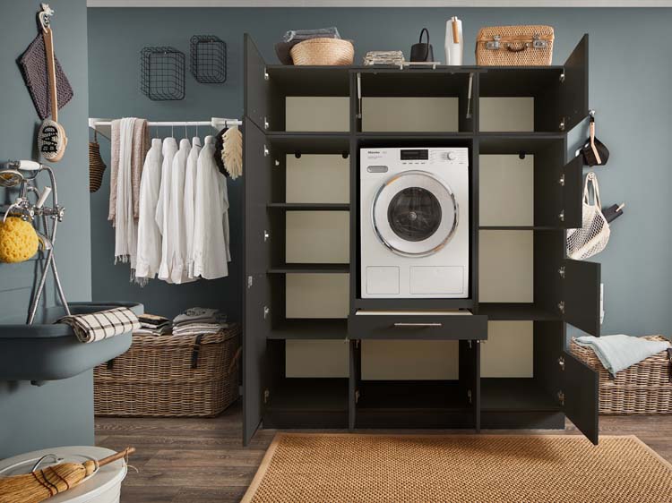 Wasmachine kast Decowash set 11 antraciet 167,5x67,5x200cm