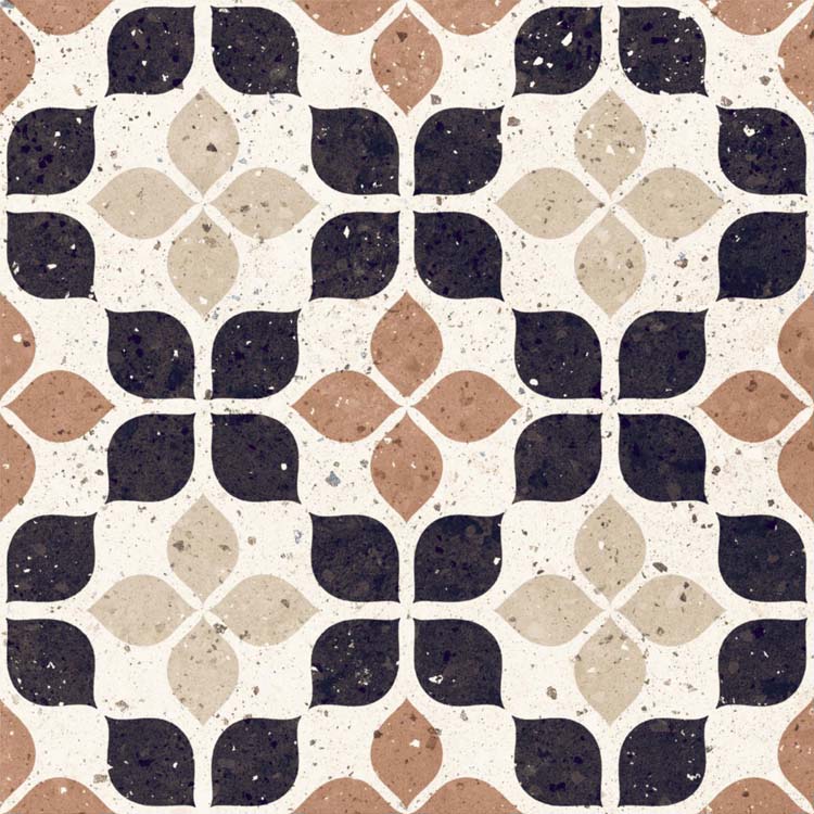 Carrelage Terrazzo Fiore décor terracotta 20x20cm