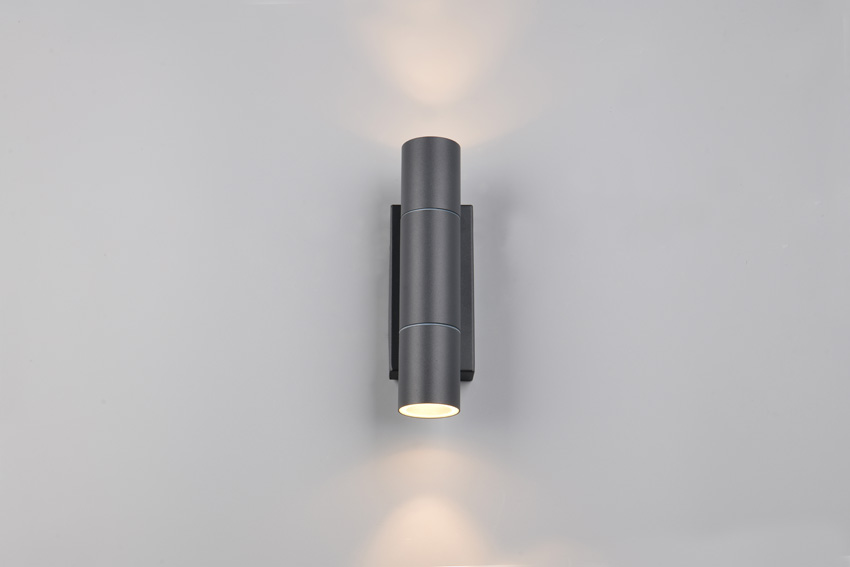 Wandlamp - antraciet - 7,5x23x8,5cm - dimbaar - GU10 MR11 - 2x10W