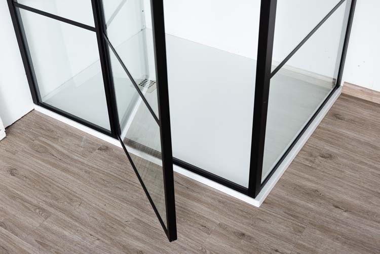 Douchedraaideur met vast deel Ulysses zwart 120x200cm