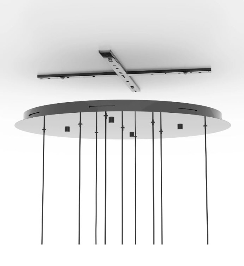 Hanglamp - zwart/transparant - Ø85xH300cm - dimbaar - LED - 9x6,5W - 2200-6500K - RGB + afstandsbediening