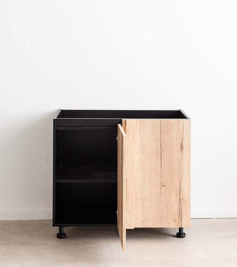 Armoire de cuisine d'angle Plenti chêne/noir 112cm droite