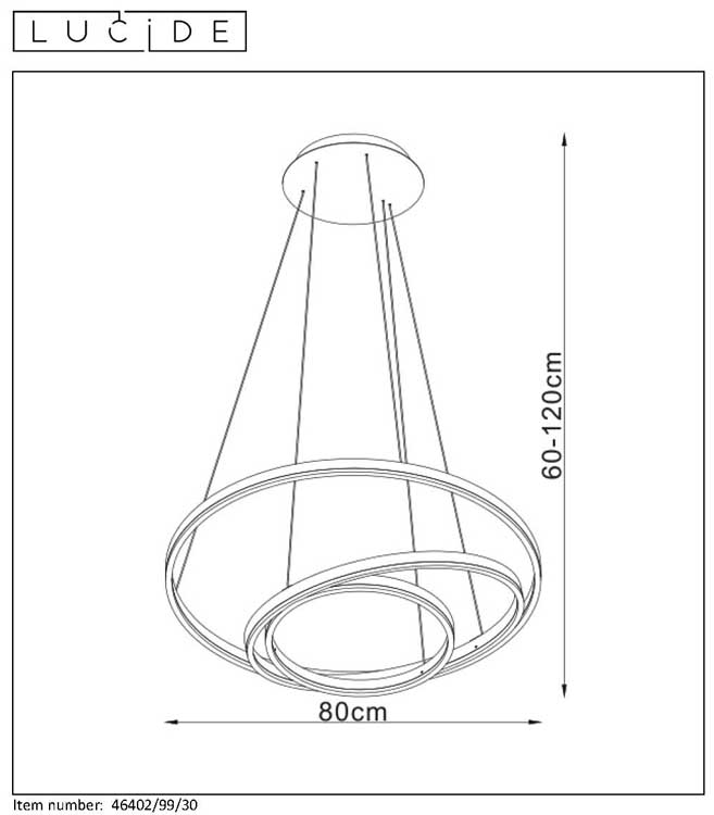 Lucide TRINITI - Suspension - LED Dim. - 1x32W 3000K - Noir