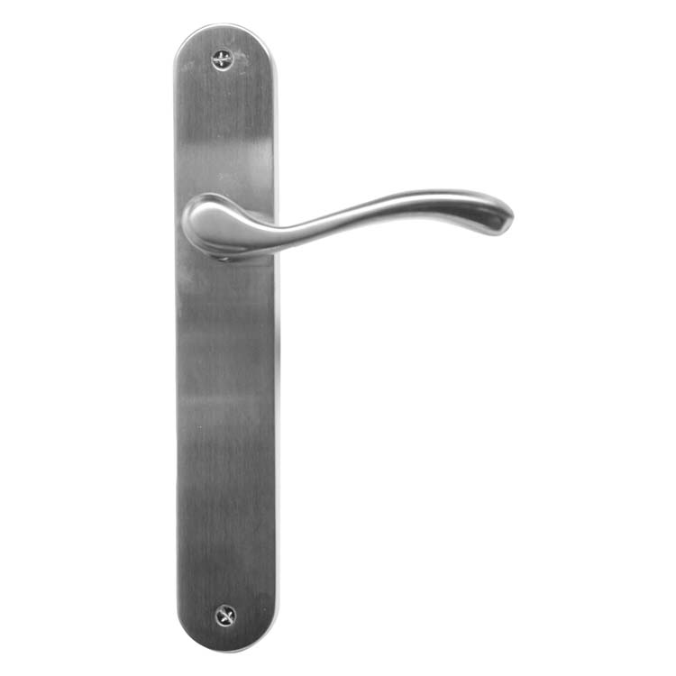 Poignée de porte alessandria look inox sur bouclier sans cylindre
