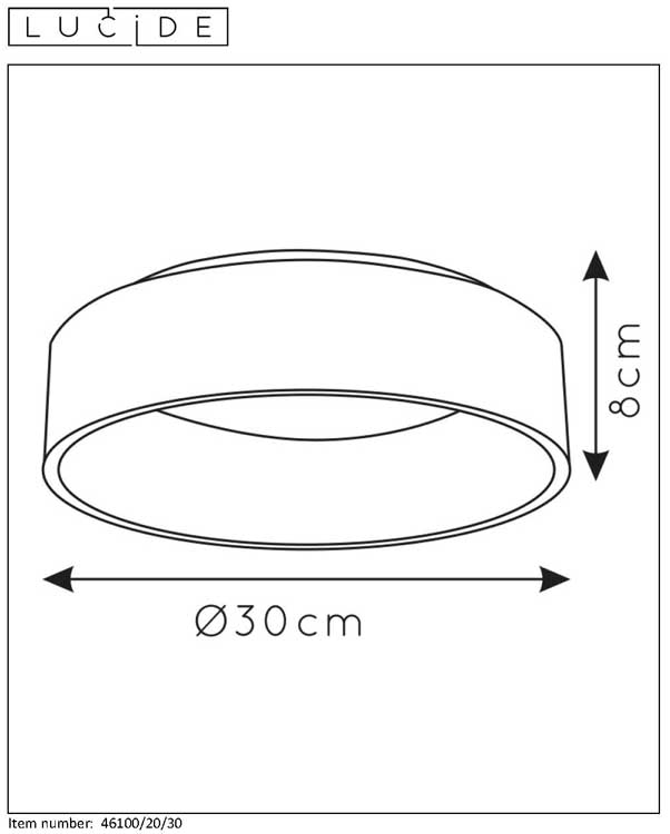 Lucide TALOWE LED - Plafonnière - Ø 30 cm - LED Dimb. - 1x20W 3000K - Zwart