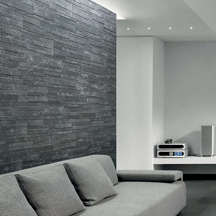 Wandtegel Katla steenstrip zwart 15x61cm