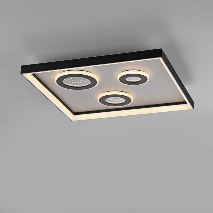Plafonnier - noir - 45x45cm - dimmable - 32W - 2700-5000K - avec télécommande